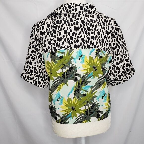 KENDALL + KYLIE crop top animal print floral button down boxy S - Picture 5 of 10